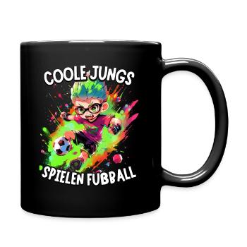 Coole Jungs spielen Fußball für Jungen Fußballer - Tasse einfarbig - Schwarz - Rechts