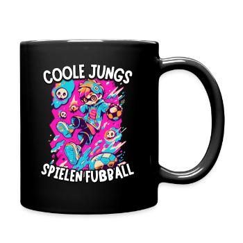 Coole Jungs spielen Fußball für Jungen Fußballer - Tasse einfarbig - Schwarz - Rechts