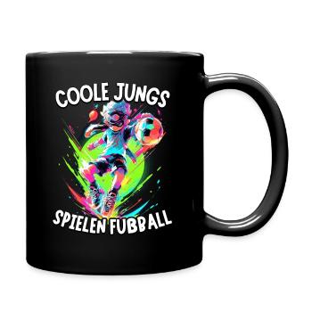Coole Jungs spielen Fußball für Jungen Fußballer - Tasse einfarbig - Schwarz - Rechts