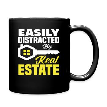 Lustiger Immobilienmakler Spruch - Tasse einfarbig - Schwarz - Rechts