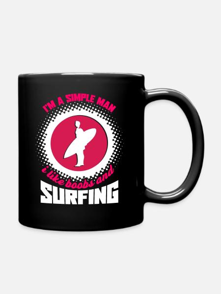 Surfing I Like Boobs And Surfing - Full Colour Mug - black