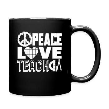 Teacher Teacher Peace Love Teach - Full Colour Mug - black - Right