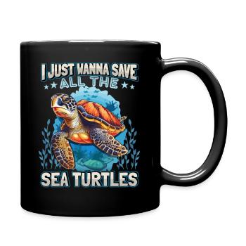 Seeschildkröte, Meeresschildkröte lustiger Spruch - Tasse einfarbig - Schwarz - Rechts