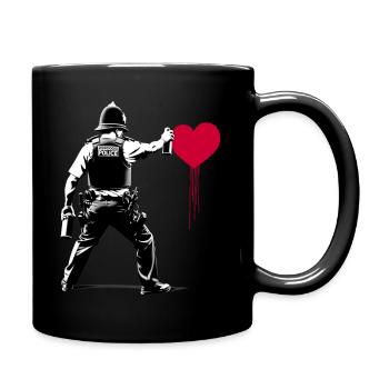 I ♥️ Police StreetArt Banksy style - Tasse einfarbig - Schwarz - Rechts