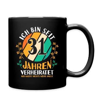Ehe Lindenhochzeit 31 Jahre Verheiratet Hochzeitst - Tasse einfarbig - Schwarz - Rechts