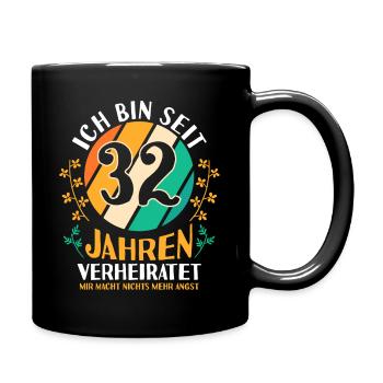 Ehe Seifenhochzeit 32 Jahre Verheiratet Hochzeitst - Tasse einfarbig - Schwarz - Rechts