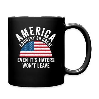 Amerika: Ein Land, das so großartig ist, dass die USA patriotisch sind - Tasse einfarbig - Schwarz - Rechts