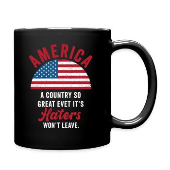 Amerika: Ein Land, das so großartig ist, dass die USA patriotisch sind - Tasse einfarbig - Schwarz - Rechts