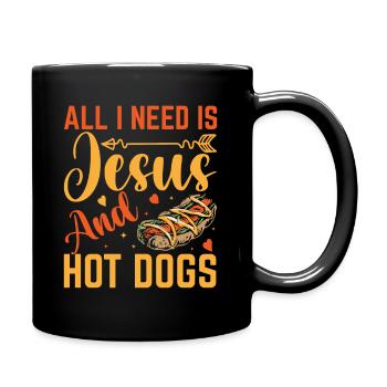 Les hot-dogs et Jésus, un péché de goût ! - Mug uni - noir - Droite