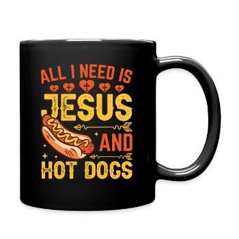 Les hot-dogs et Jésus, un péché de goût ! - Mug uni - noir - Droite