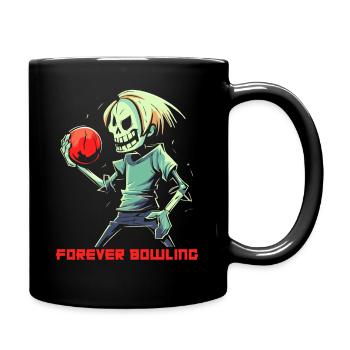 Funny Zombie Bowler, Bowling Forever - Full Colour Mug - black - Right