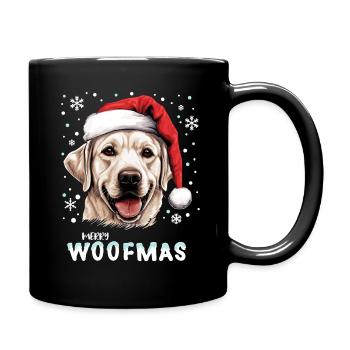 Cute Labrador dog celebrating Christmas - Full Colour Mug - black - Right