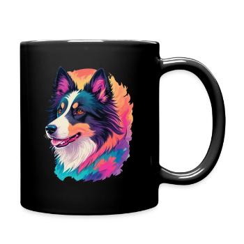 Colorful Border Collie Art Design for Dog Fans - Full Colour Mug - black - Right