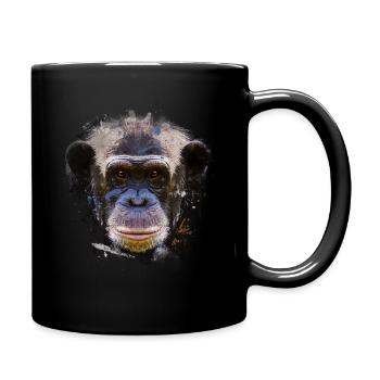 Schimpansen Kopf Menschenaffen Affen Schimpanse - Tasse einfarbig - Schwarz - Rechts
