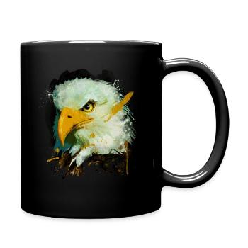 Adlerkopf Greifvogel Falke Vogel Adler - Tasse einfarbig - Schwarz - Rechts