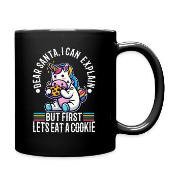 Cher père Noël, je peux vous expliquer Mais d’abord, mangeons un - Mug uni - noir - Droite