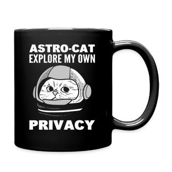 Katze Astronaut Raumfahrt - Tasse einfarbig - Schwarz - Rechts