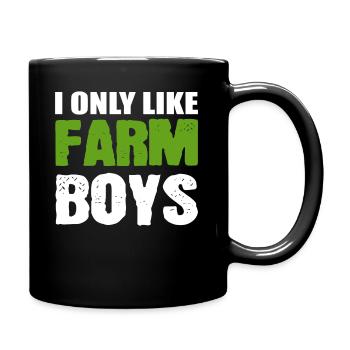 Lustiger Bauer Landwirt - Tasse einfarbig - Schwarz - Rechts