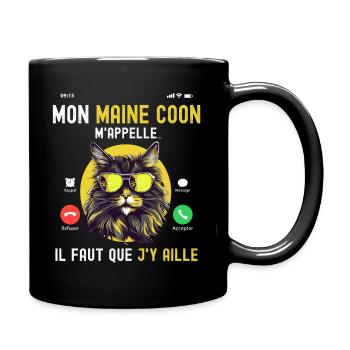 Maine Coon M'appelle Tee Shirt Chat Humour Appel - Mug uni - noir - Droite