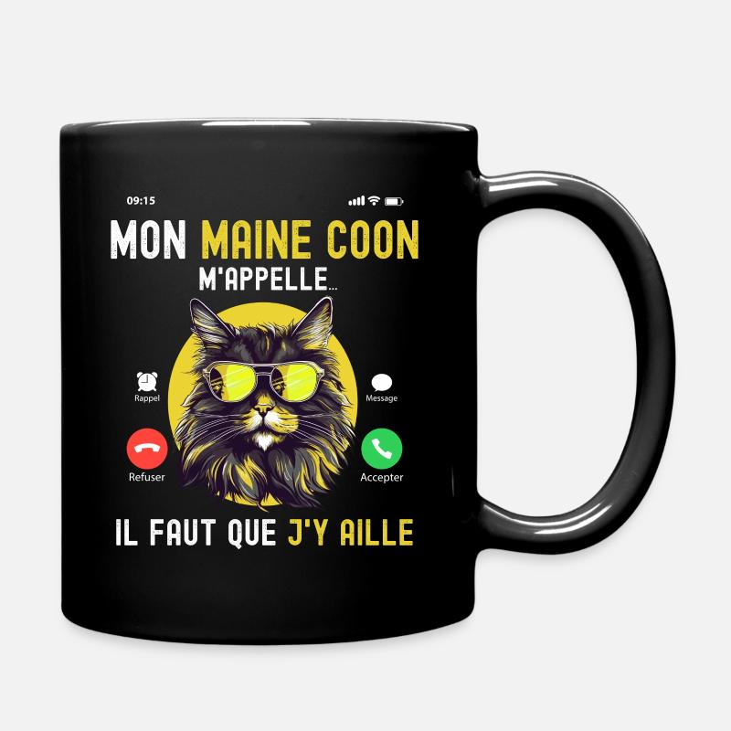 Maine Coon M'appelle Tee Shirt Chat Humour Appel - Mug uni - noir