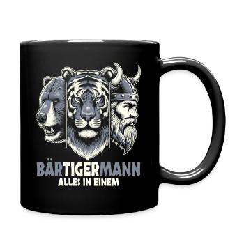 Bärtigermann Bär Tiger Mann Geschenk Bart - Tasse einfarbig - Schwarz - Rechts