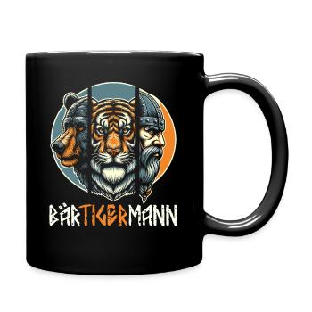 Bärtigermann Bär Tiger Mann Geschenk Bart - Tasse einfarbig - Schwarz - Rechts