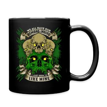 Totenköpfe, Skull, lustiger Spruch, Totenschädel - Tasse einfarbig - Schwarz - Rechts