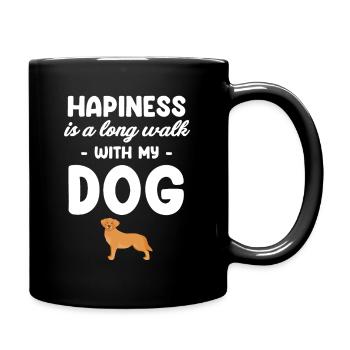 Happiness is a long walk with my dog - Full Colour Mug - black - Right