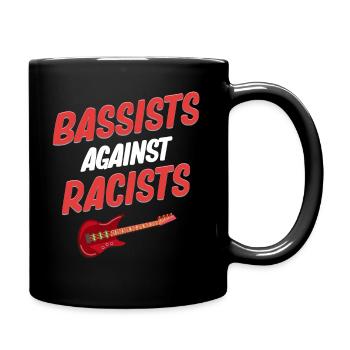 Bassisten Gegen Rassisten Lustiger Gitarrist - Tasse einfarbig - Schwarz - Rechts