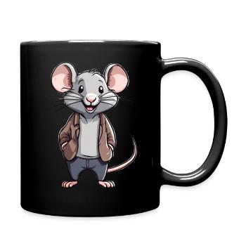 Maus mit Kleidung - Tasse einfarbig - Schwarz - Rechts