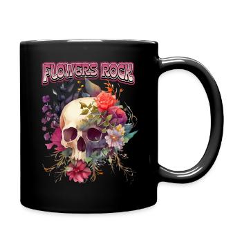 Tête de mort Crâne Vintage tête de mort avec Motif de Roses - Mug uni - noir - Droite
