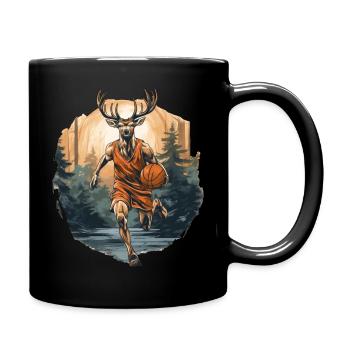Basketballer Hirsch - Tasse einfarbig - Schwarz - Rechts