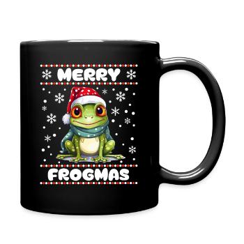 Cute Frog Wishes Merry Christmas - Full Colour Mug - black - Right