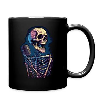 Bunter abstrakter Totenkopf mit Mikrofon - Tasse einfarbig - Schwarz - Rechts