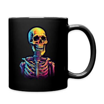 Bunter abstrakter Totenkopf mit Mikrofon - Tasse einfarbig - Schwarz - Rechts