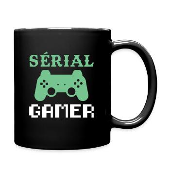 Serial Gamer Humor Console Video Games Teen Geek - Full Colour Mug - black - Right