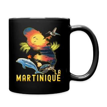 Martinique Dauphin Tropical Et Tortue Marine - Mug uni - noir - Droite