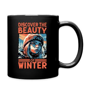 Discover the Beauty of Winter Skifahrer Spruch - Tasse einfarbig - Schwarz - Rechts