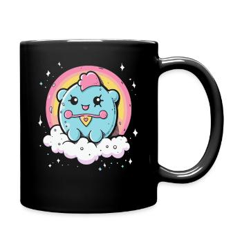 Niedliches Ding mit Regenbogen - Tasse einfarbig - Schwarz - Rechts