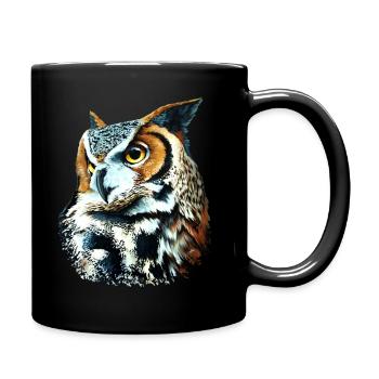 Long-eared owl - Full Colour Mug - black - Right