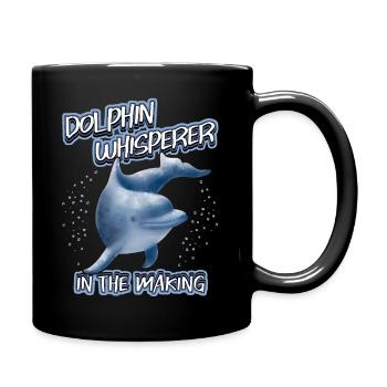 Funny Dolphin Saying, Dolphin Whisperer - Full Colour Mug - black - Right