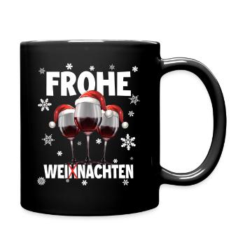 Frohe WEINACHTEN Wein - Tasse einfarbig - Schwarz - Rechts