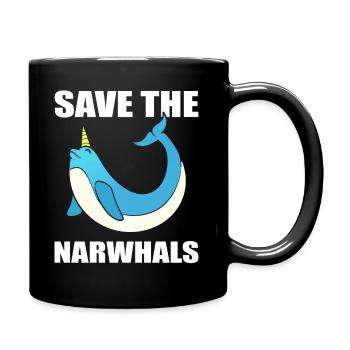 Save The Narwhals Aquaristin - Tasse einfarbig - Schwarz - Rechts