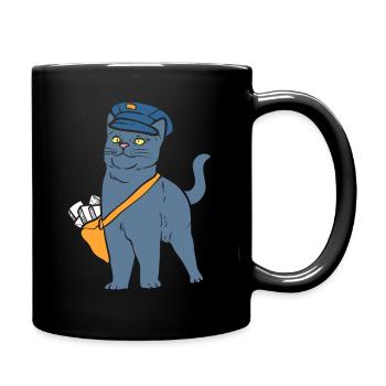 Postbotenkatze Briefträger - Tasse einfarbig - Schwarz - Rechts