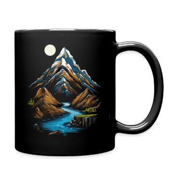 Mountain peaks in the moonlight - Full Colour Mug - black - Right