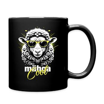 cooles Schaf mit Sonnenbrille, Highlight im Stall - Tasse einfarbig - Schwarz - Rechts