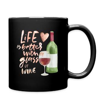 Wine Drinker Funny Saying, Wine Bottle, Wine Glass - Full Colour Mug - black - Right