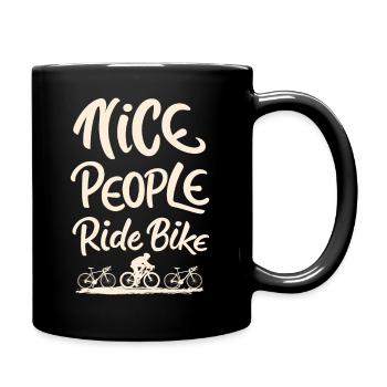 Les gens sympas font du vélo en disant citation - Mug uni - noir - Droite
