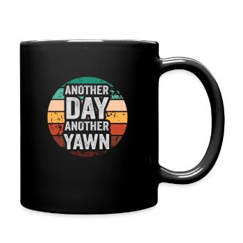 First Caffeine Vibes Another Day Yawn Meets Coffee - Full Colour Mug - black - Right