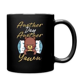 First Caffeine Vibes Another Day Yawn Meets Coffee - Full Colour Mug - black - Right